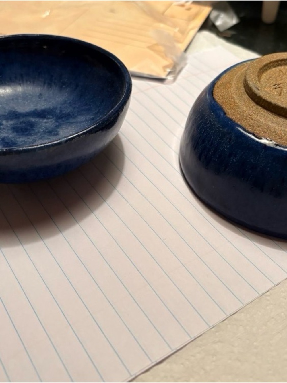 Deep Blue Ceramic Serving Bowls - Elegant Home Dining. Hand made in the USA - Picture 2 of 4